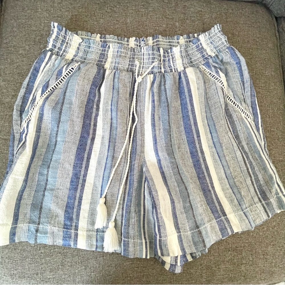 Briggs New York High Waist Striped Shorts - Blue and White